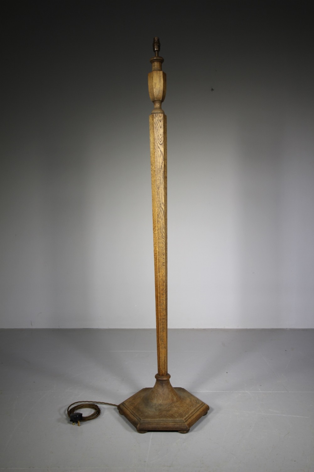 1930’s Heals of London Oak Standard Lamp – Rewired