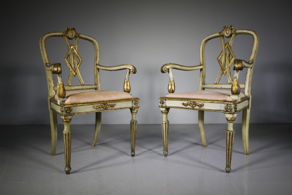 Pair of Wonderful 19th Century Original Painted Antique Armchairs
