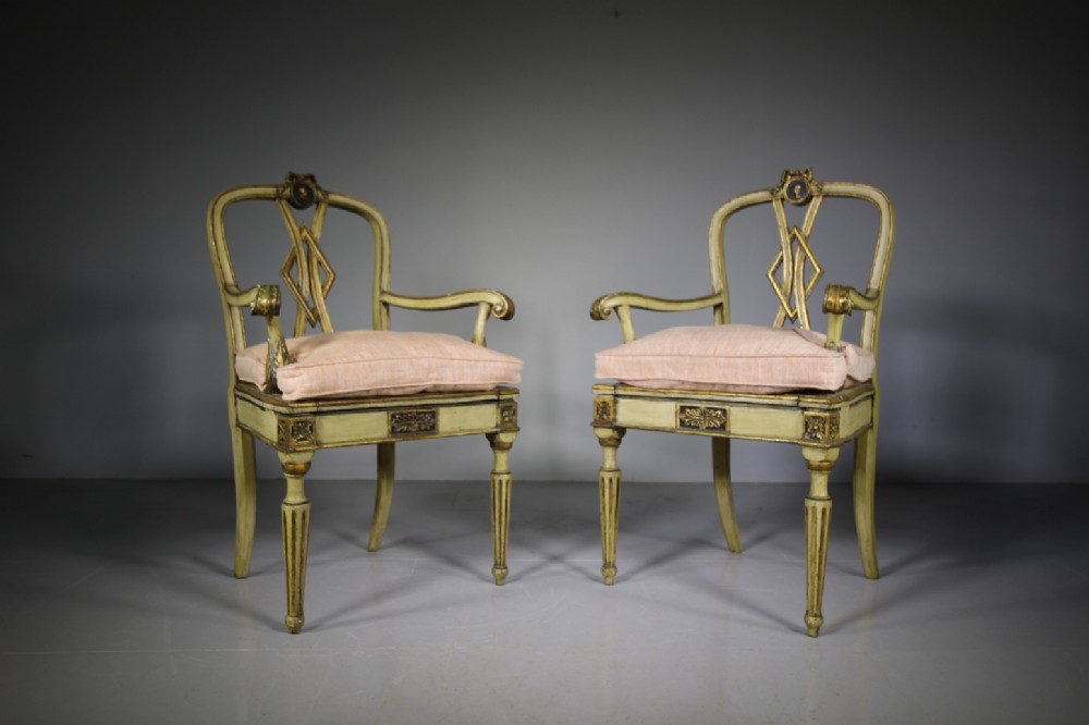 Pair of Wonderful 19th Century Original Painted Antique Armchairs