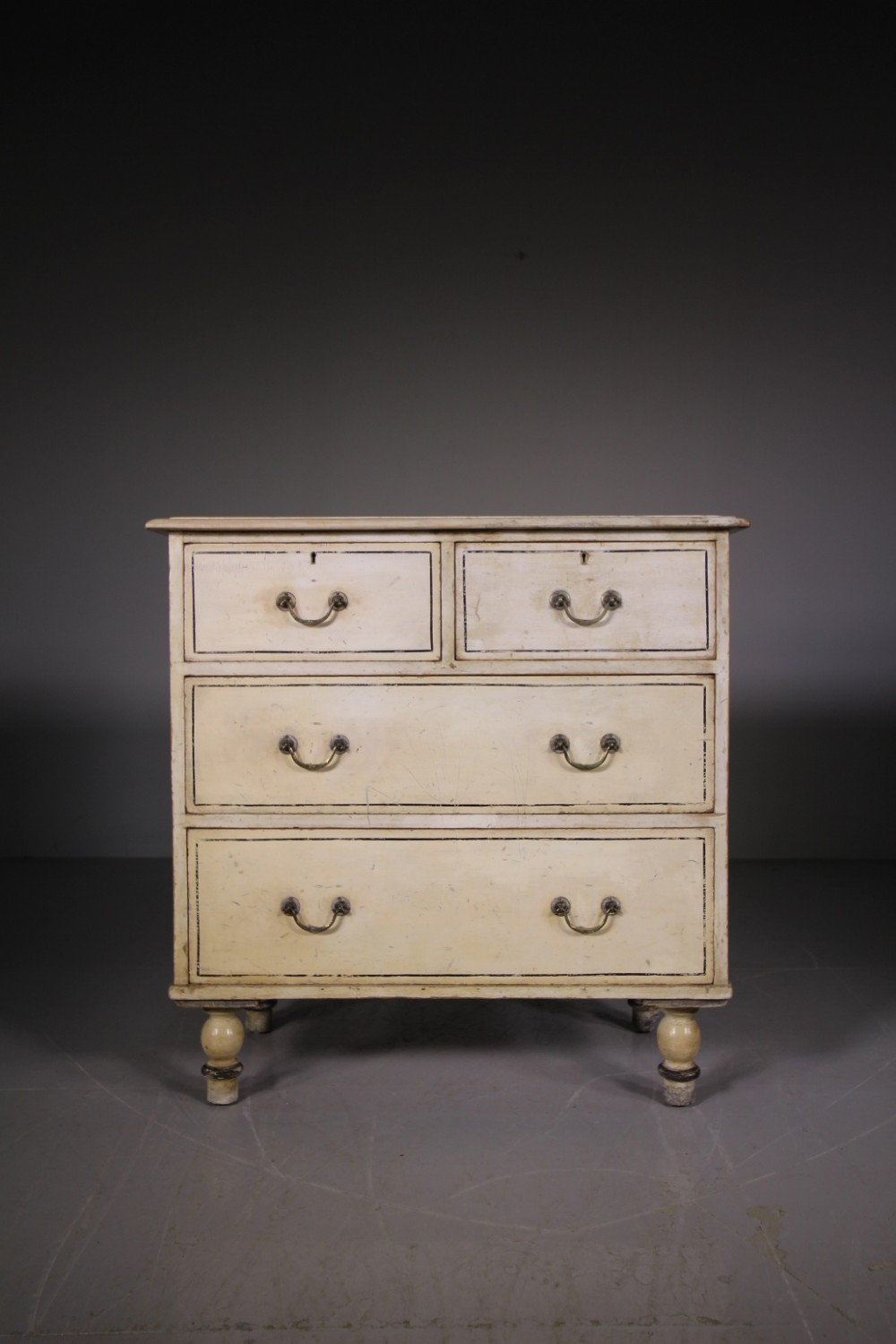 English 19th Century Original Painted Pine Antique Chest of Drawers