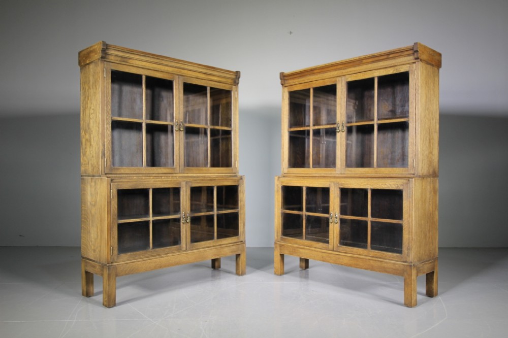 Pair of Heals Antique Oak Stacking Bookcases – Labelled
