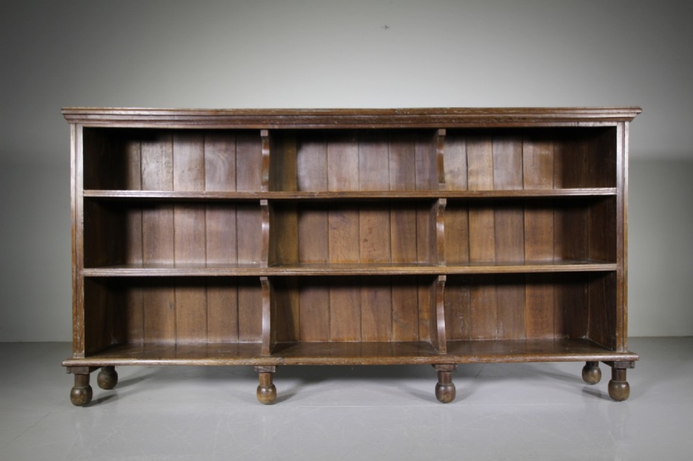 Large 19th Century English Antique Oak Open Bookcase