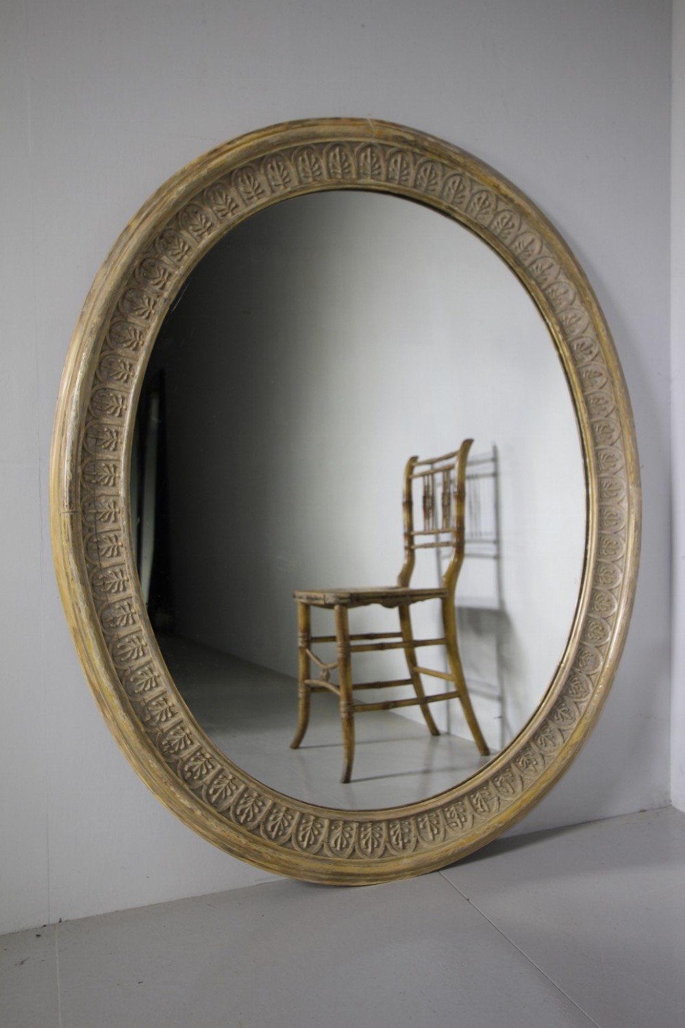 Large English Regency Antique Oval Mirror