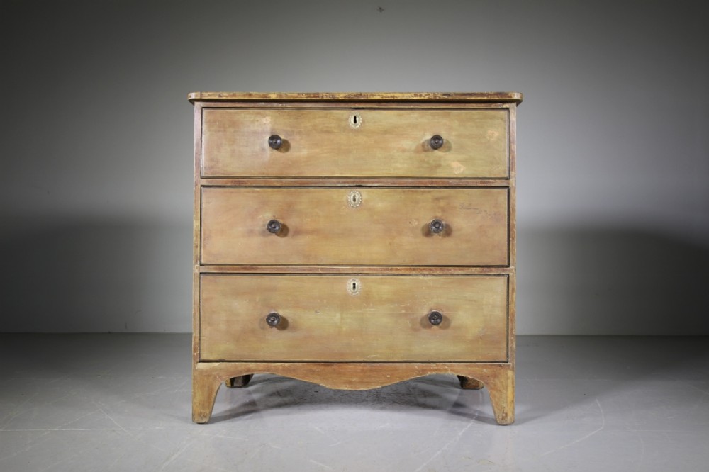 Original Regency Painted Pine Antique Chest of Drawers