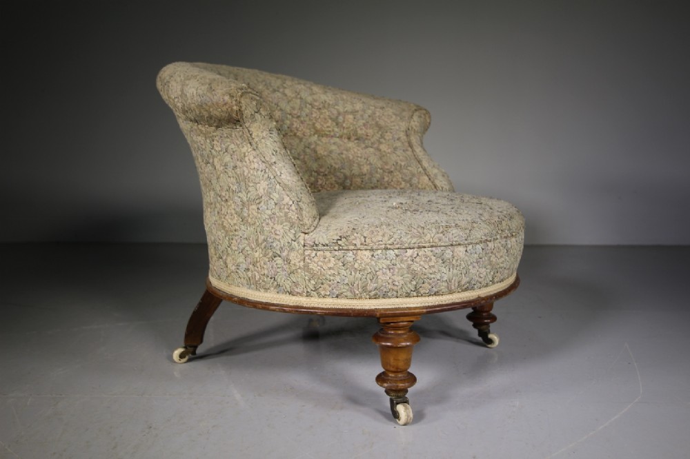 English 19th Century Antique Upholstered Armchair