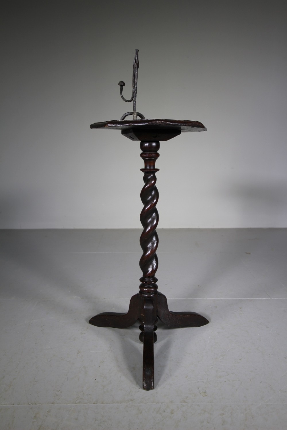 Fabulous English 17th Century Antique Oak Candle Stand Table
