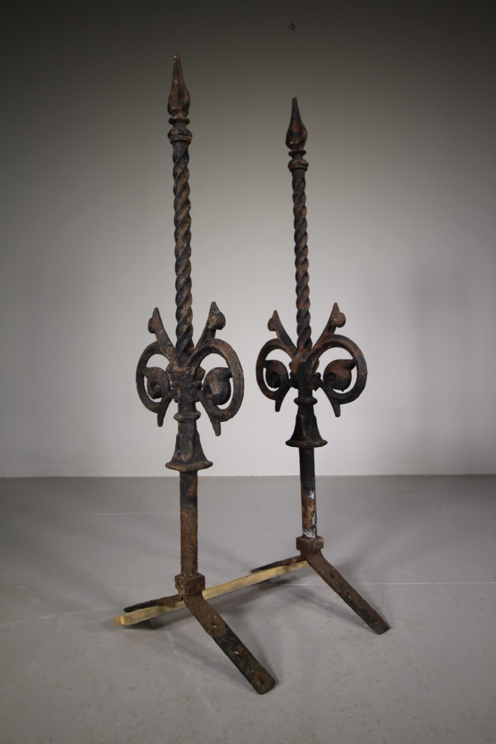 Tall Pair of English 19th Century Antique Cast Iron Finials
