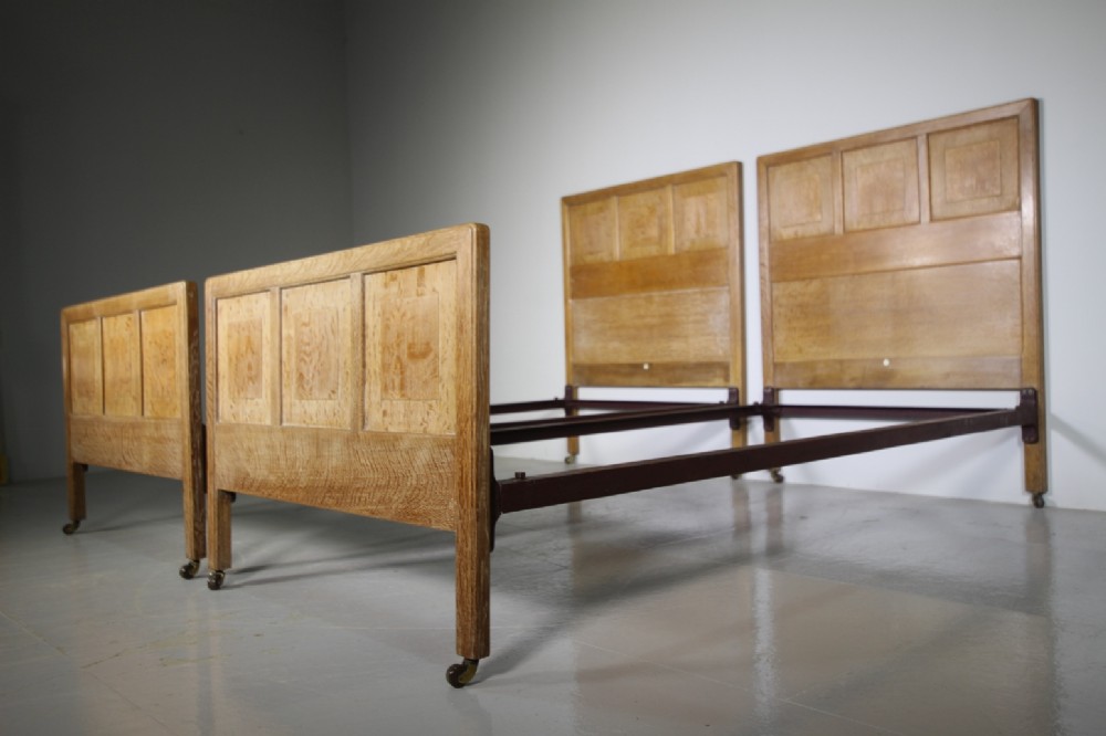 Superb Pair of Heals Antique Oak Single Beds – Labelled