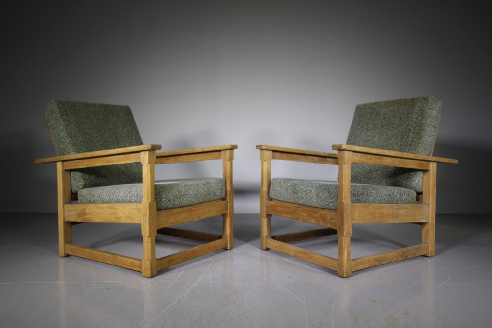 Pair of 1930’s Heals Oak Reading Reclining Armchairs