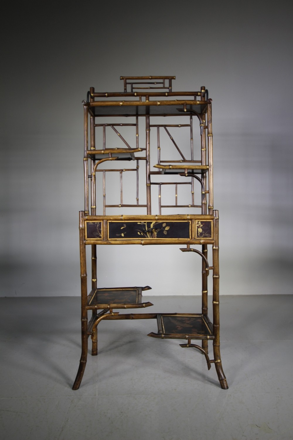English 19th Century Antique Bamboo Shelving Stand