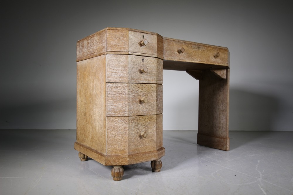 English 1920’s Art Deco Antique Oak Desk