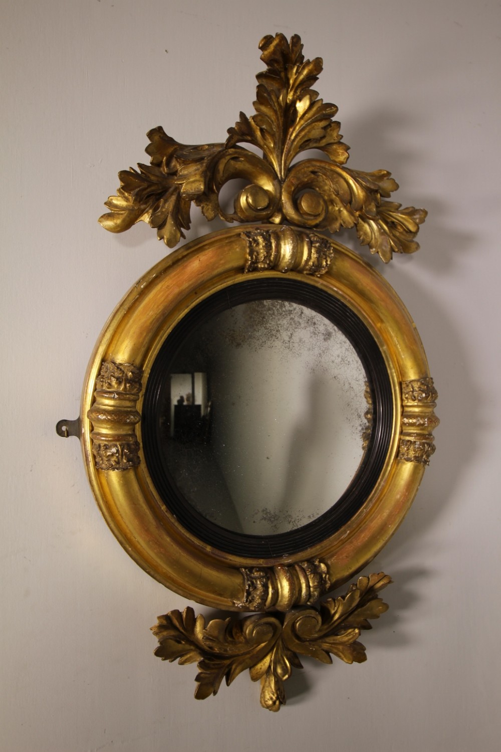 English Regency Antique Gilt Convex Wall Mirror