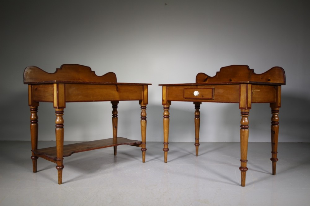 Pair of English 19th Century Antique Pine Side Tables
