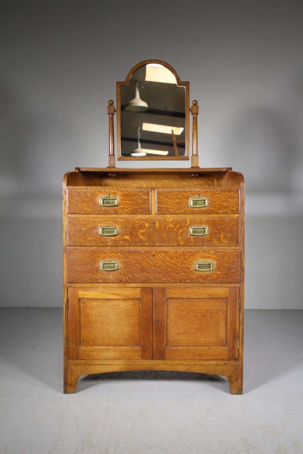 Rare Early Heals Antique Oak Dressing Chest