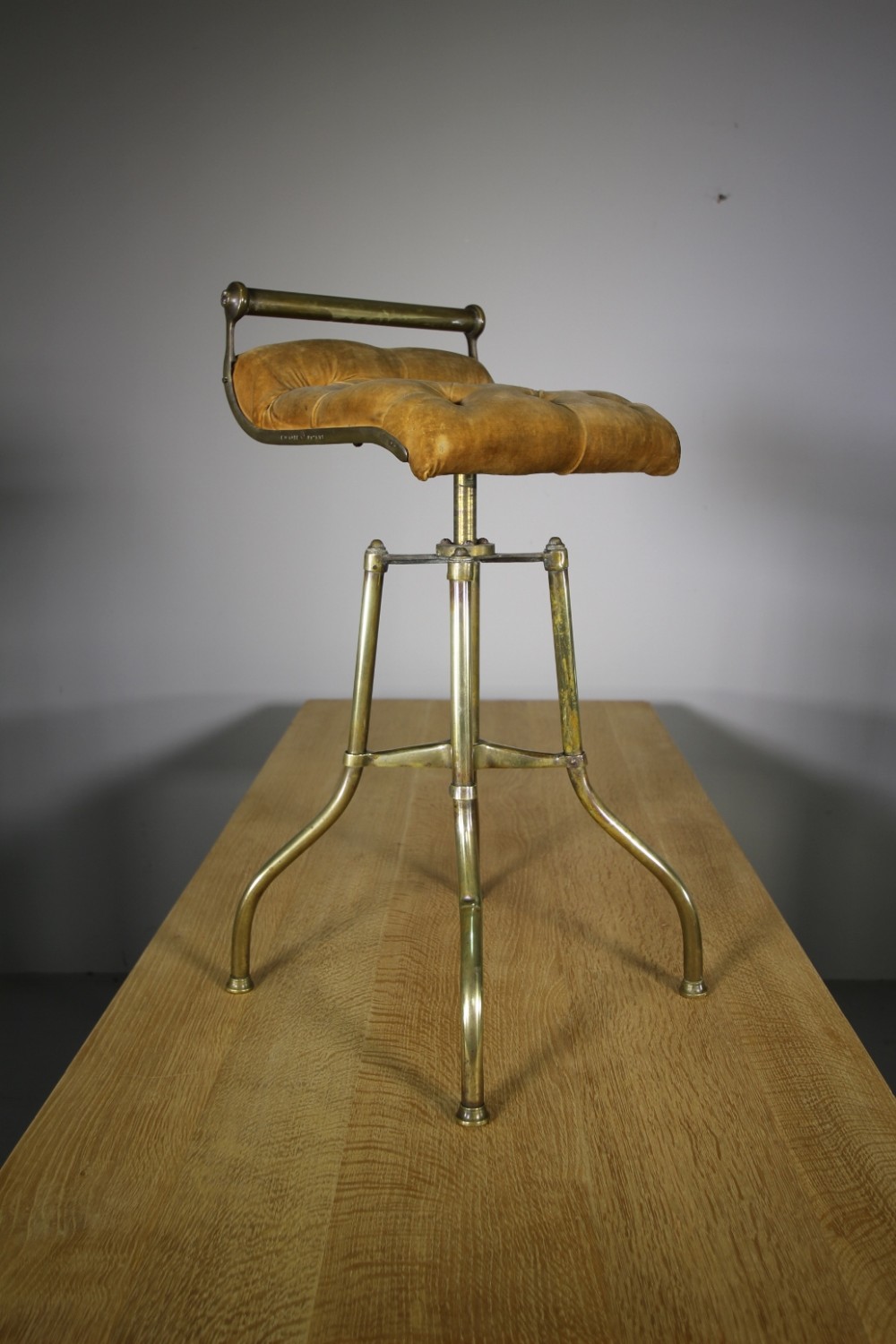 Brass 19th Century English Antique Hares Patent Music Stool.