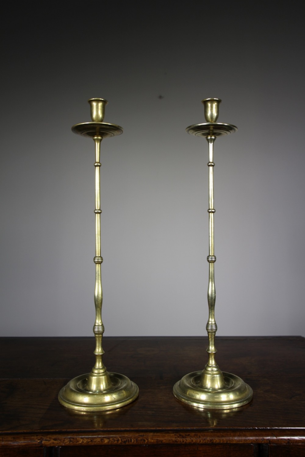 Tall Pair of English 19th Century Antique Candlesticks