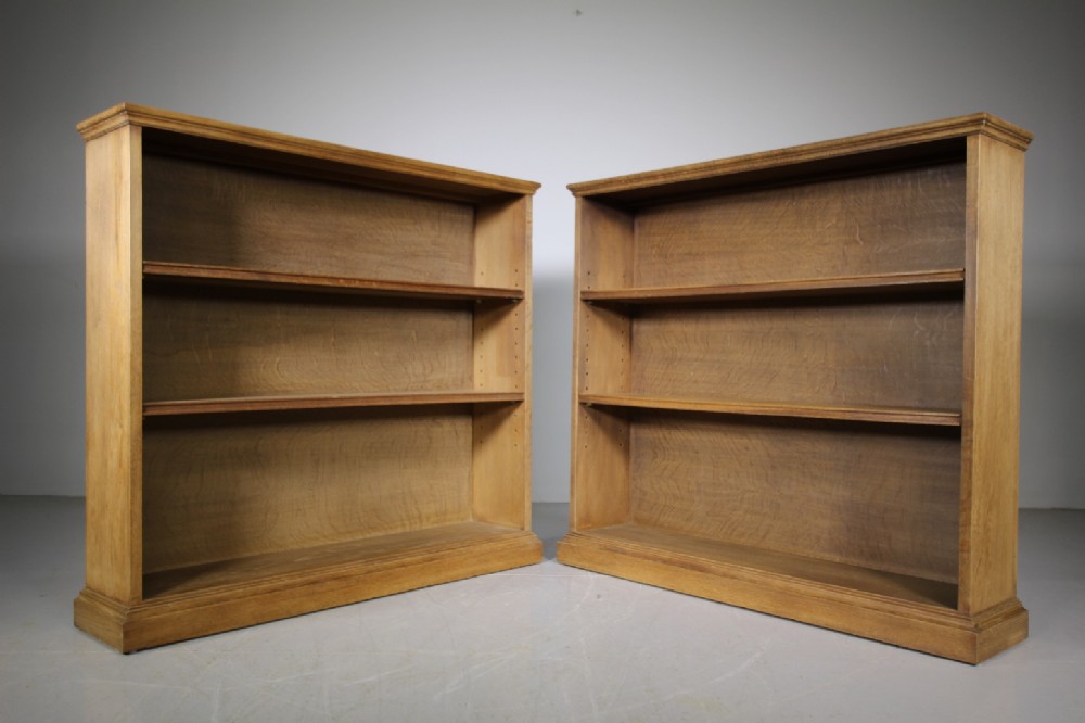 Pair of English 1930’s Oak Open Bookcases 