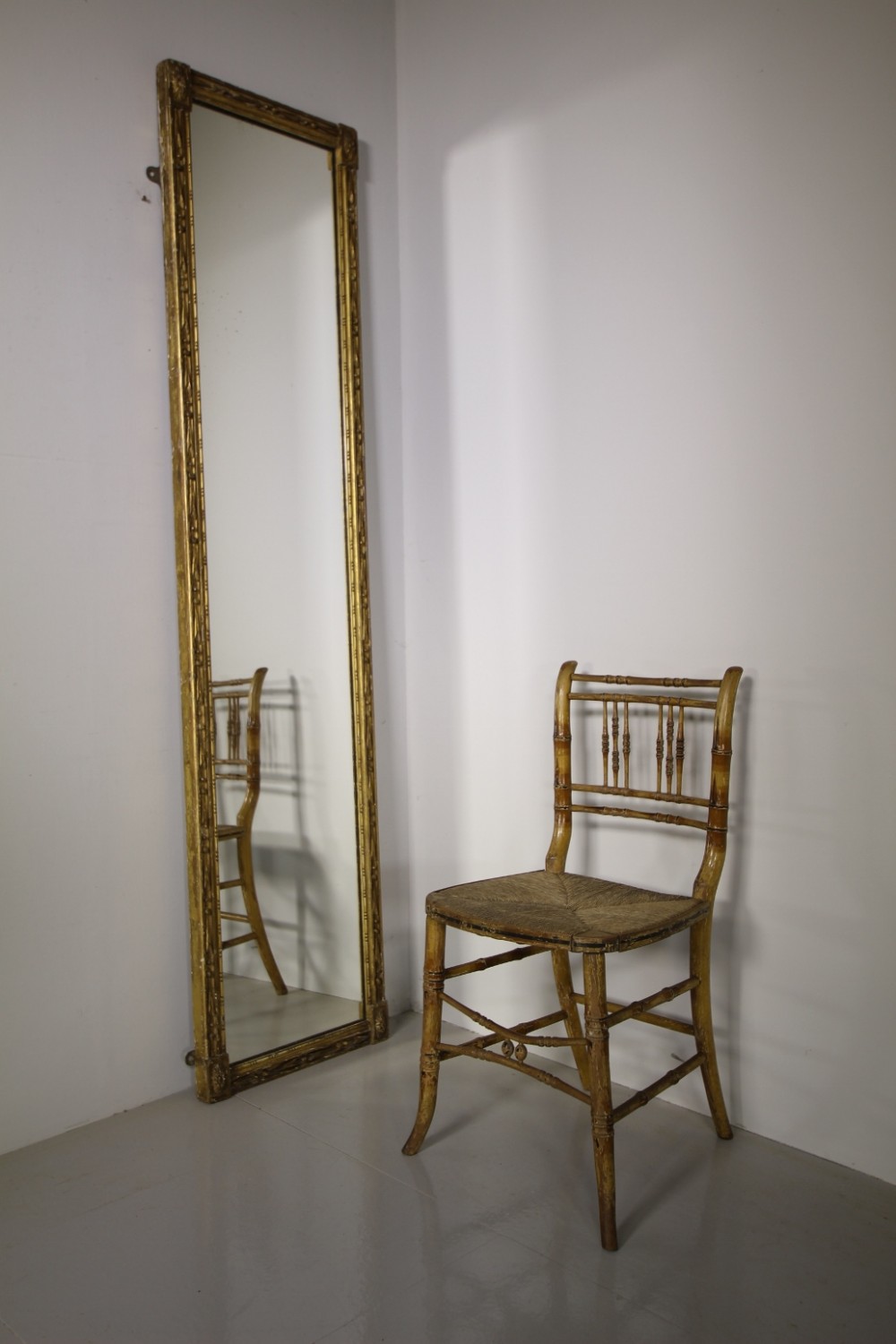 Tall English Regency Antique Gilt Wall Mirror