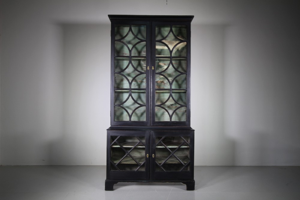 Fabulous English 18th Century Astragal Glazed Antique Pine Bookcase