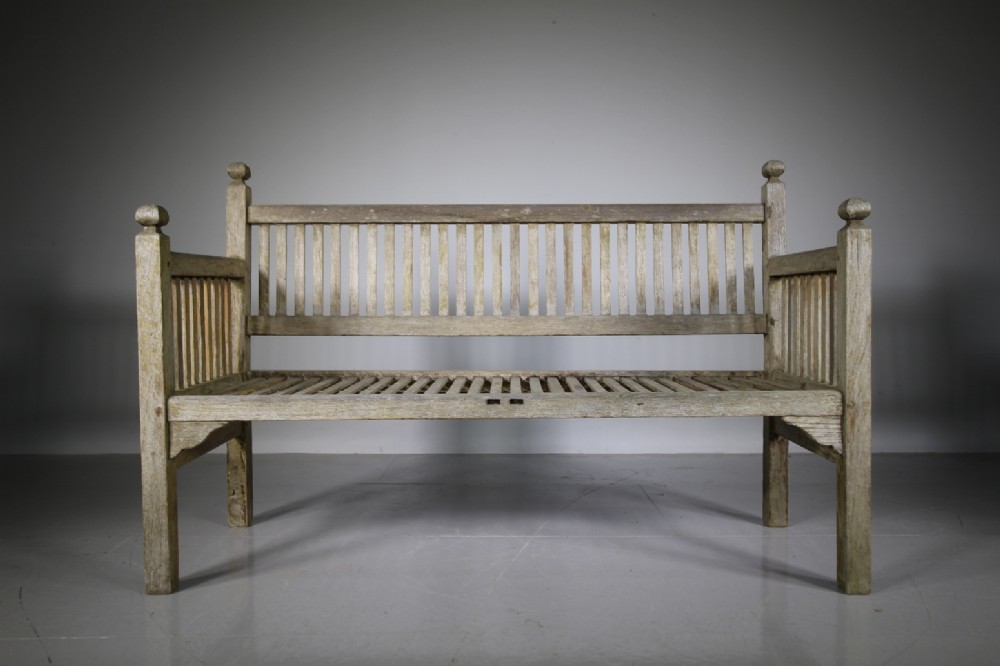 Edwardian Heals of London Teak Garden Bench Seat