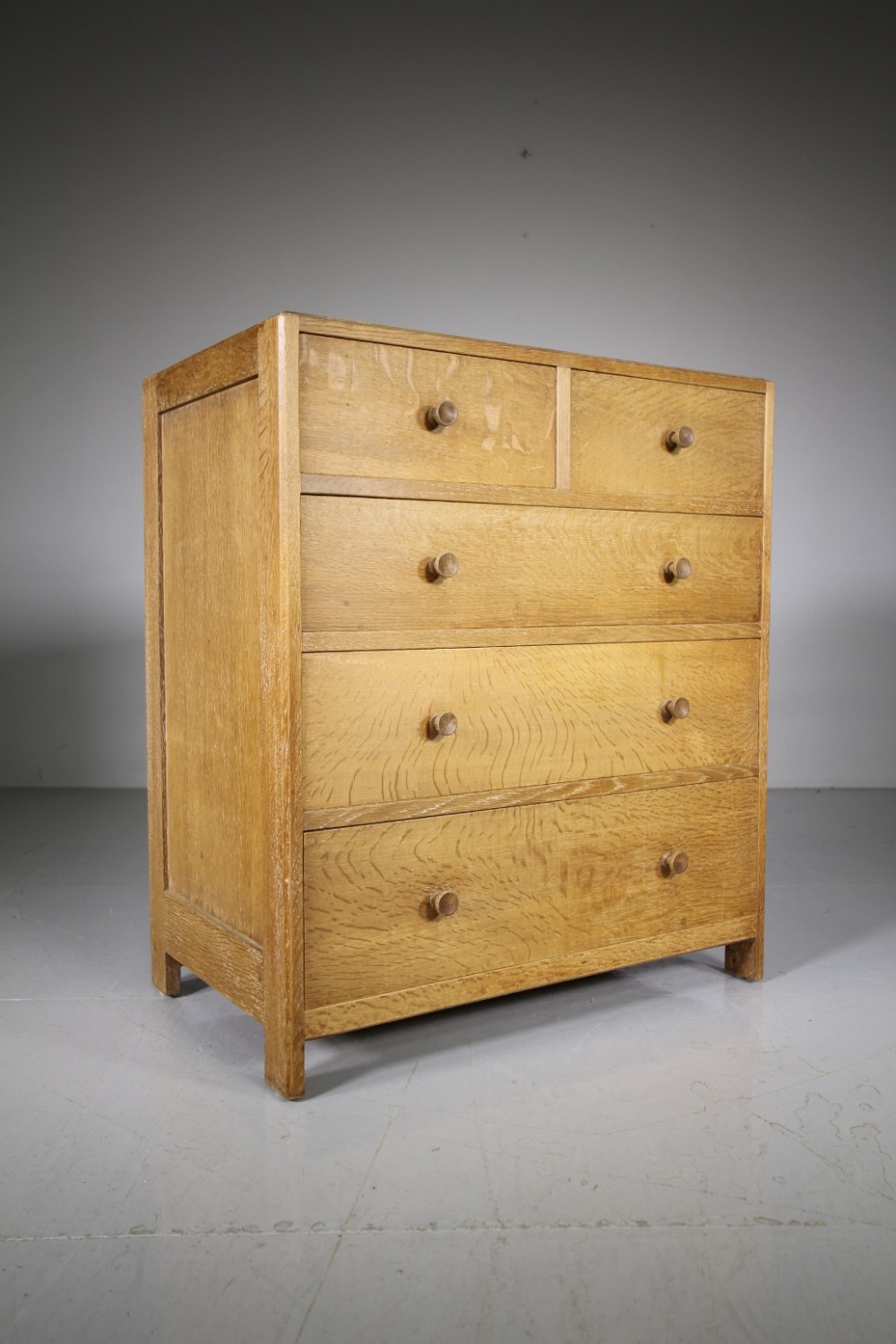 Heals of London Antique Oak Chest of Drawers -Labelled