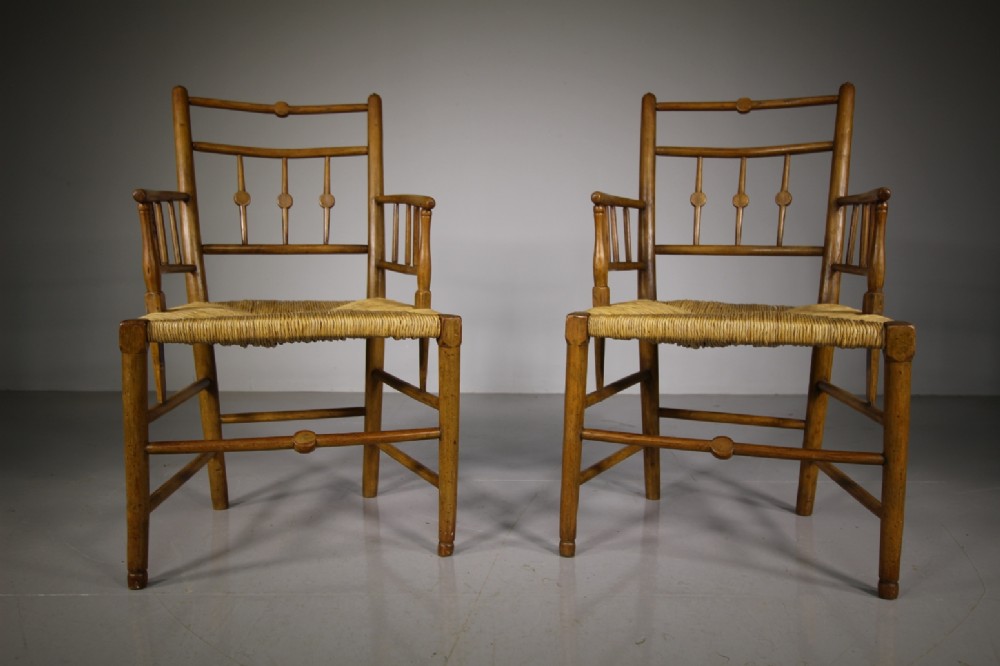 Pair of English 19th Century Antique Sussex Armchairs