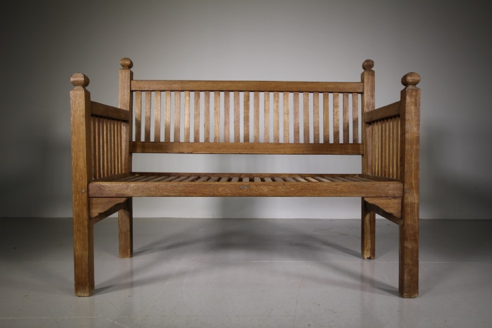 Edwardian Heals of London Antique Teak Garden Bench Seat