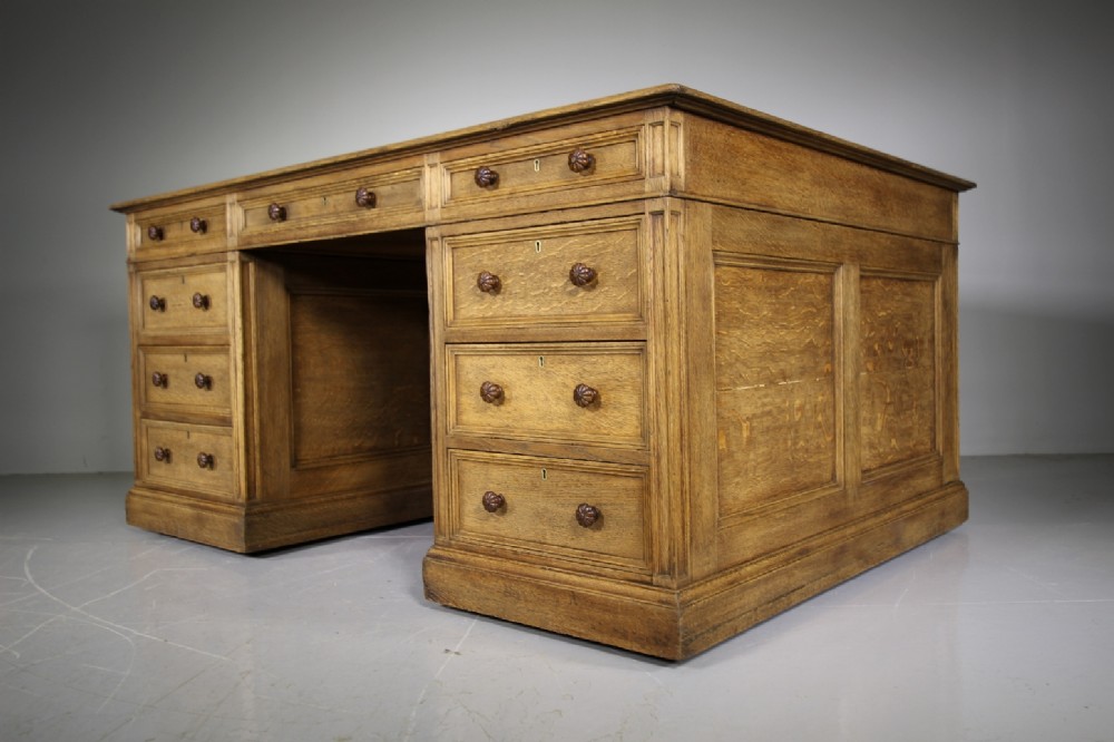 Fabulous Holland & Sons 19th Century Antique Oak Partners Desk