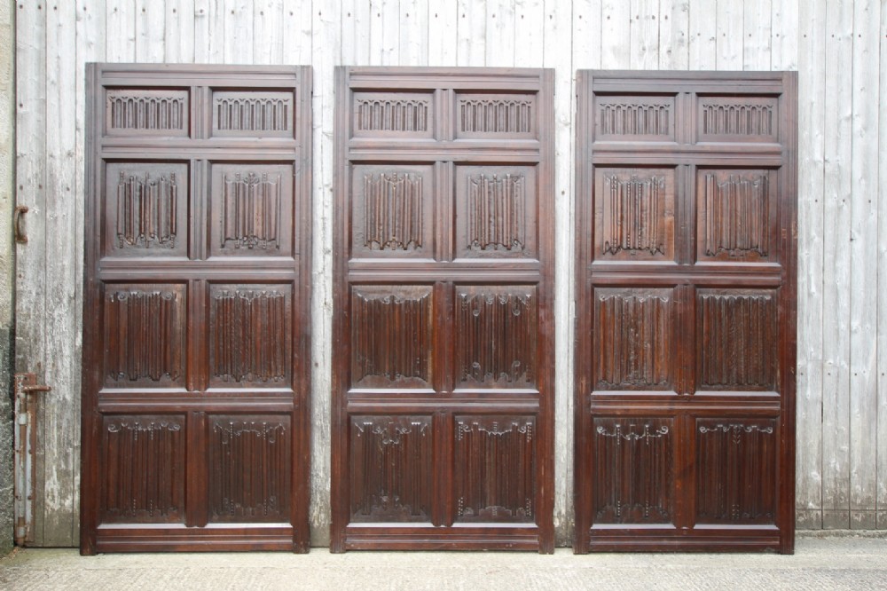 Set of Three Late 19th Century Antique Oak Panelled Doors