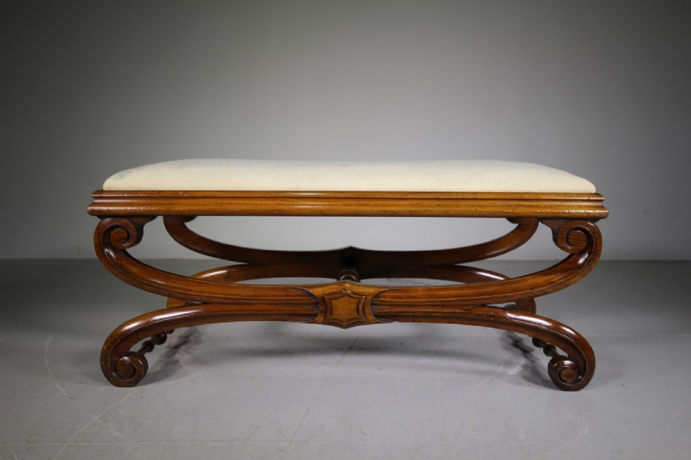 Large Regency Antique Walnut Centre Footstool