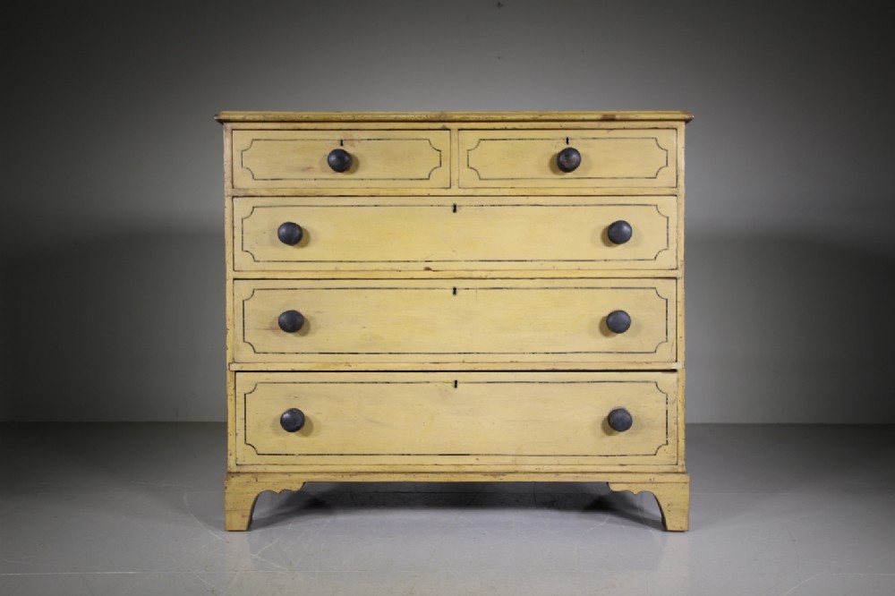 English Regency Original Painted Pine Antique Chest of Drawers