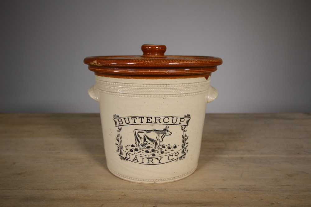 Large 19th Century Buttercup Dairy Antique 7lb Storage Jar