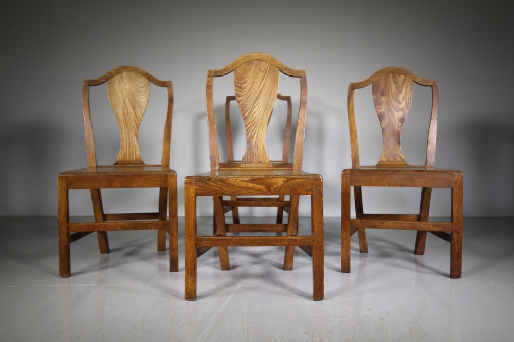 Set of Four Georgian Antique Hepplewhite Country Dining Chairs