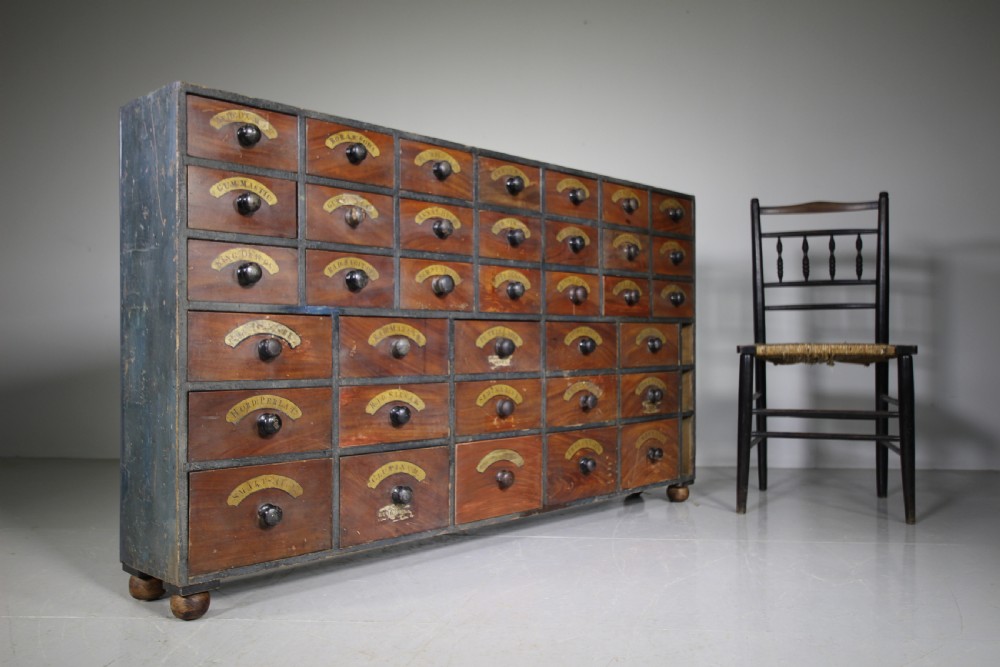 English 19th Century Antique Painted Pine Apothecary Chest View IX