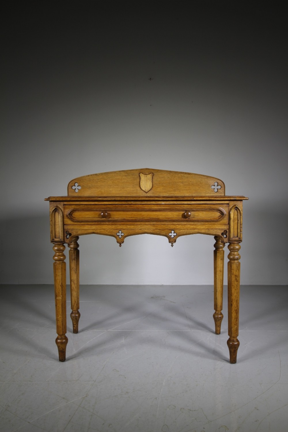 English 19th Century Antique Gothic Oak Side Table