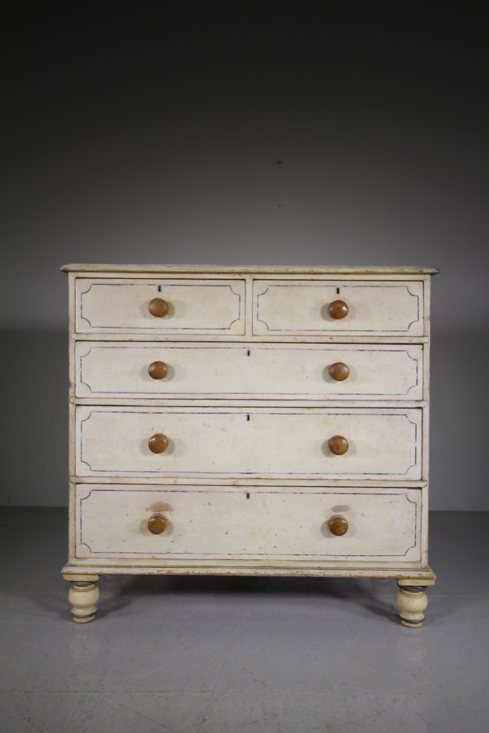 English 19th Century Antique Original Painted Pine Chest of Drawers