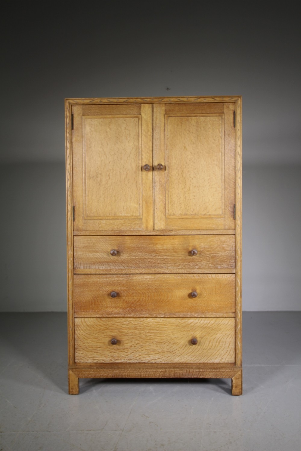 Edwardian Antique Oak Tallboy Cupboard by Heals of London