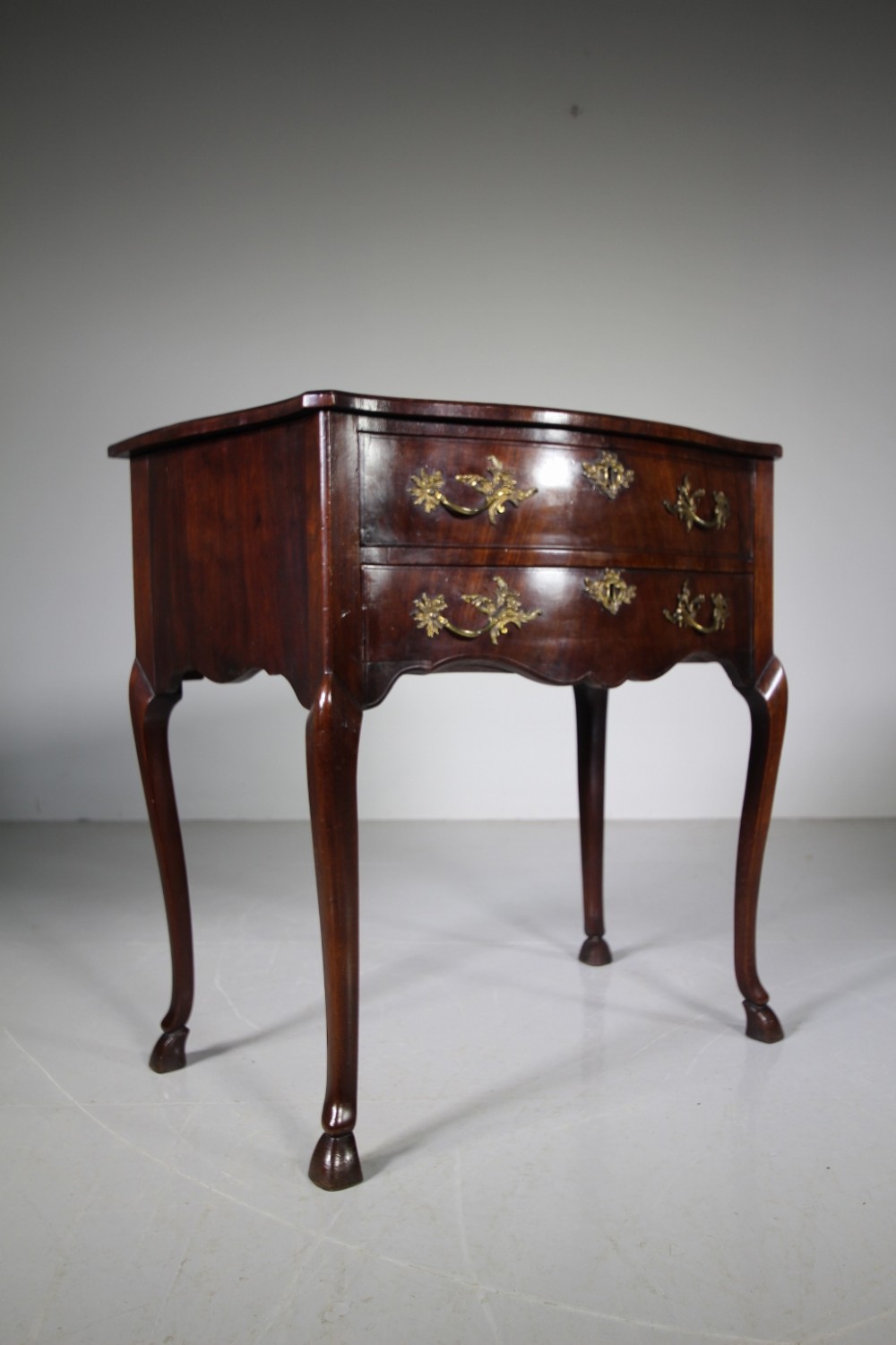 18th Century Antique Mahogany Serpentine Side Table
