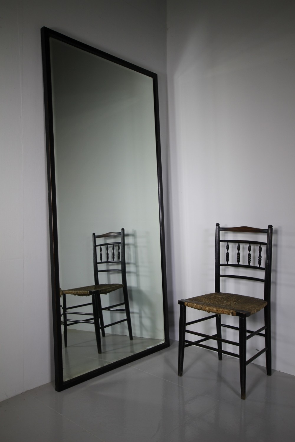 Large English 19th Century Antique Ebonised Mirror