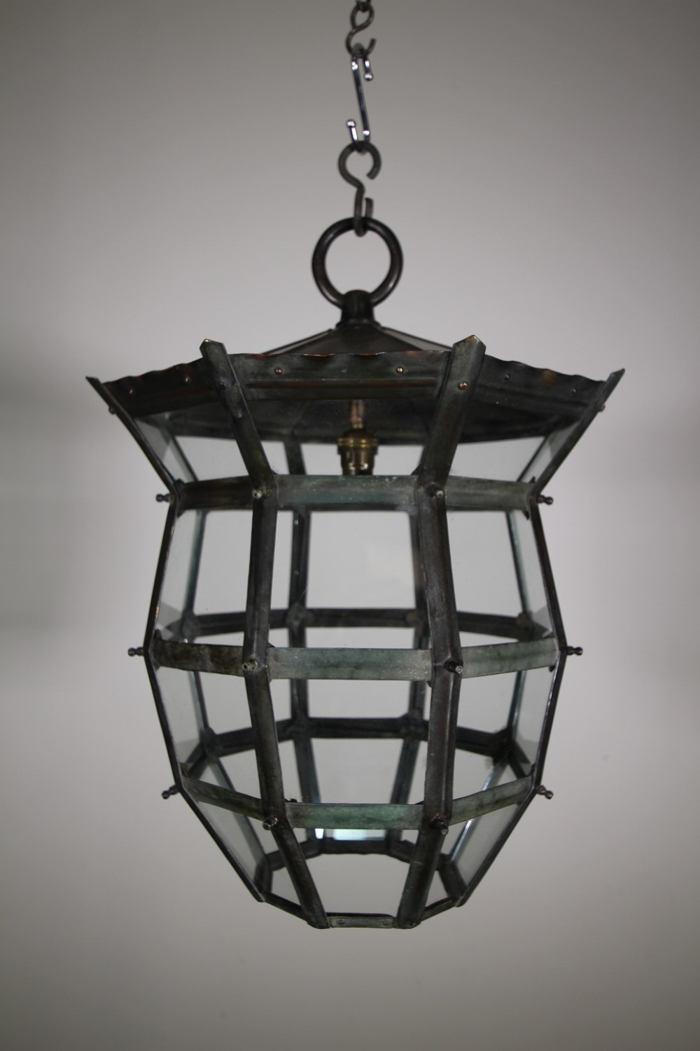 English 19th Century Antique Copper Hall Lantern