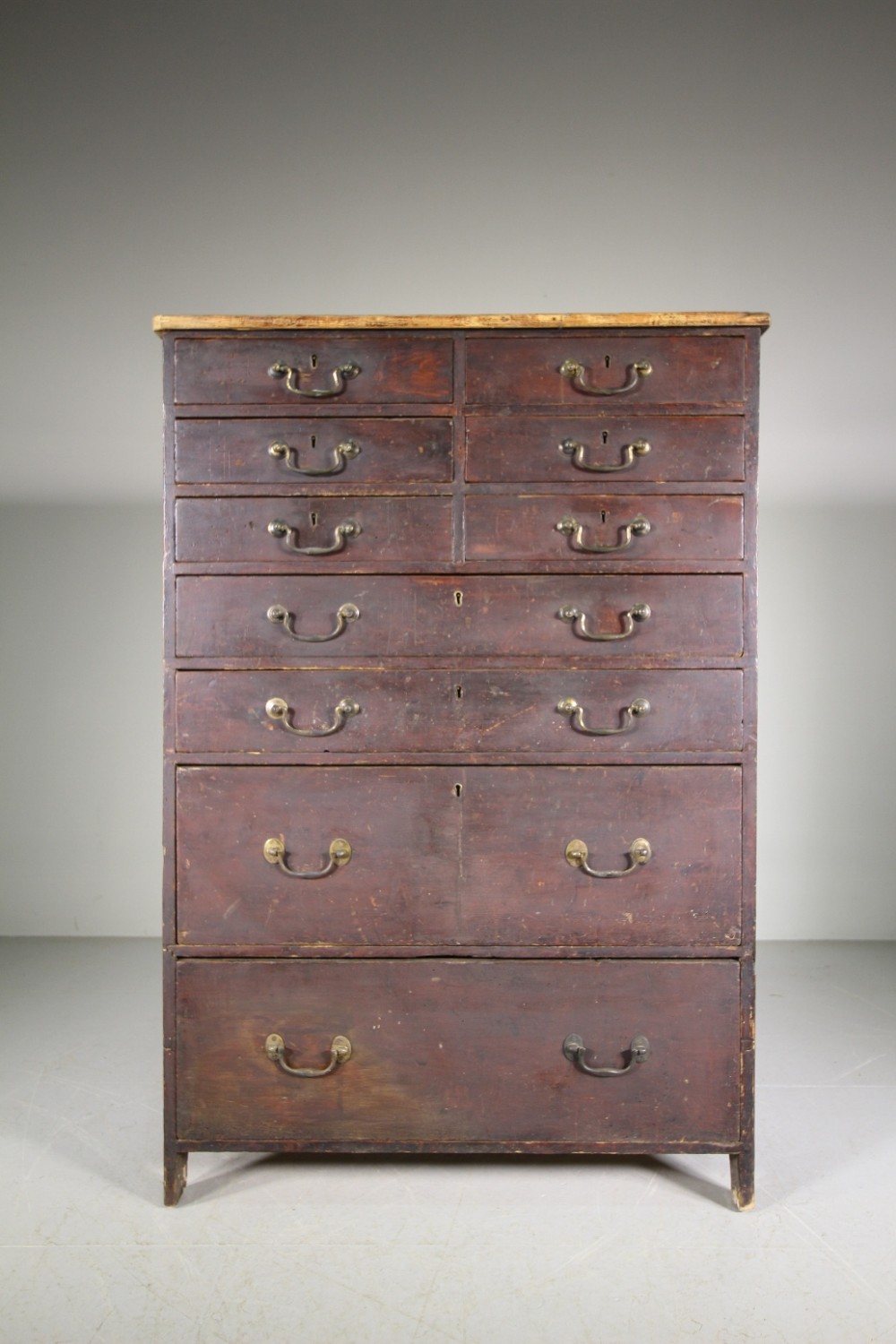 Tall Georgian Antique Painted Pine Chest of Drawers