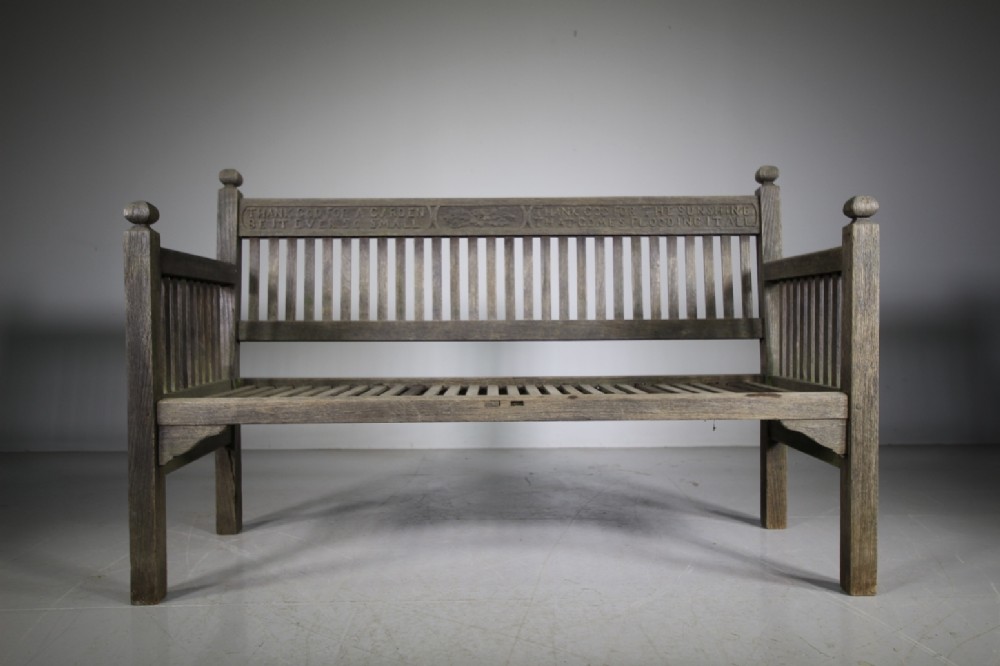 Rare Heals Edwardian Antique Poem Garden Bench Seat