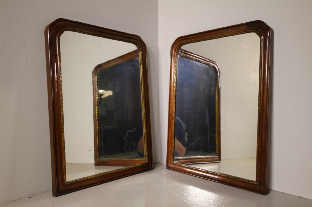 Pair of English 19th Century Antique Mahogany Wall Mirrors