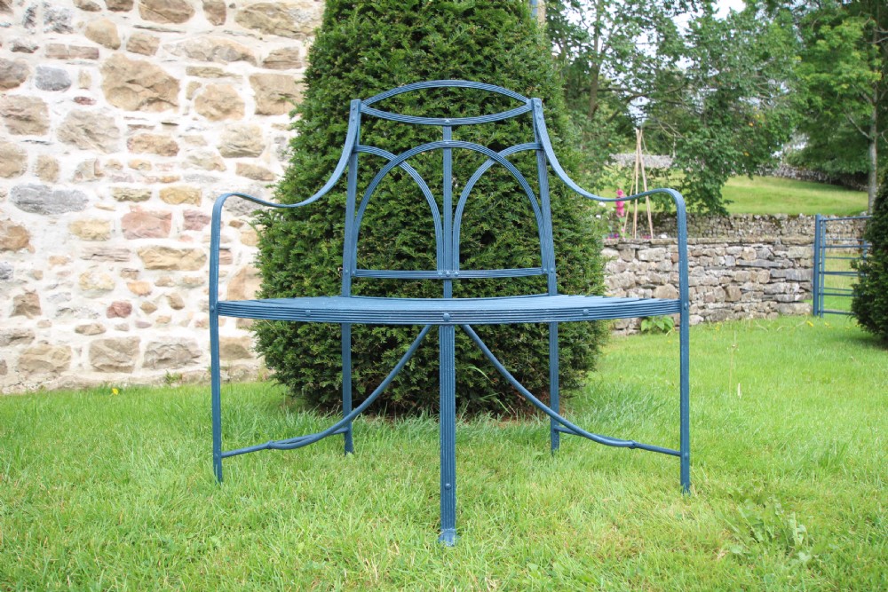 English Regency Antique Iron Garden Tree Bench Seat  View III