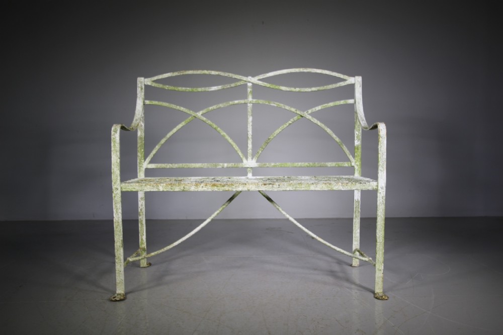 Regency Antique Wrought Iron Garden Bench Seat