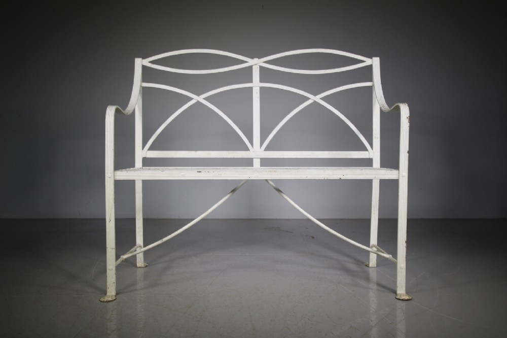 Regency Antique Wrought Iron Garden Bench Seat