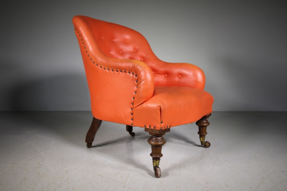 English 19th Century Antique Upholstered Armchair