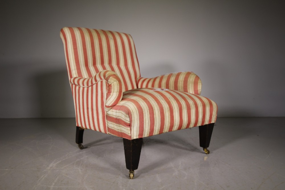 Large English 19th century Antique Upholstered Armchair