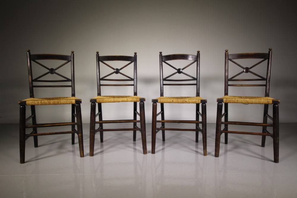 Set of Four 19th Century Morris & Co Sussex Dining Chairs