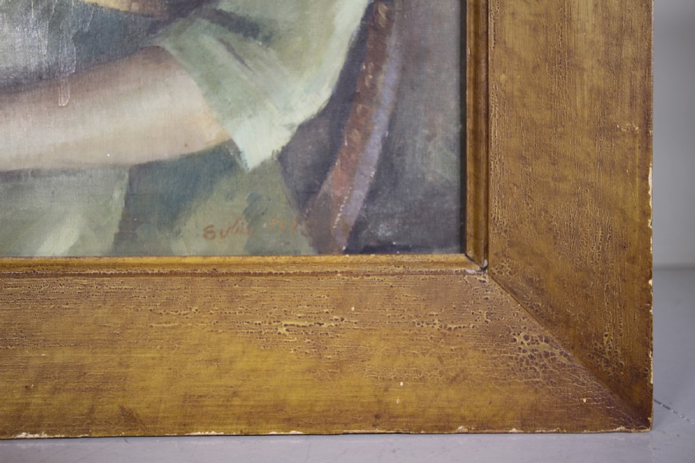 Wonderful 1930’s Portrait Oil Painting by Sybil Trist View III